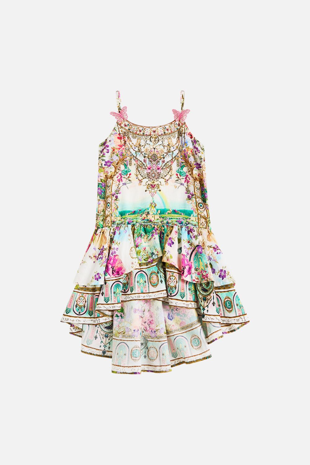 CAMILLA Kids Tiered High Low Dress 12-14 in Munchkinland print