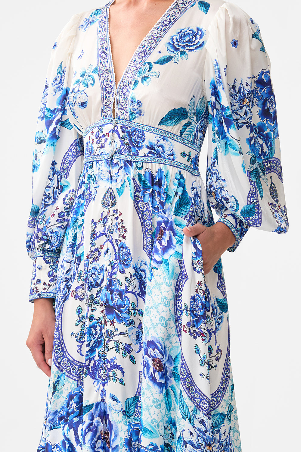 LONG BUTTON FRONT DRESS A CERAMIC GARDEN