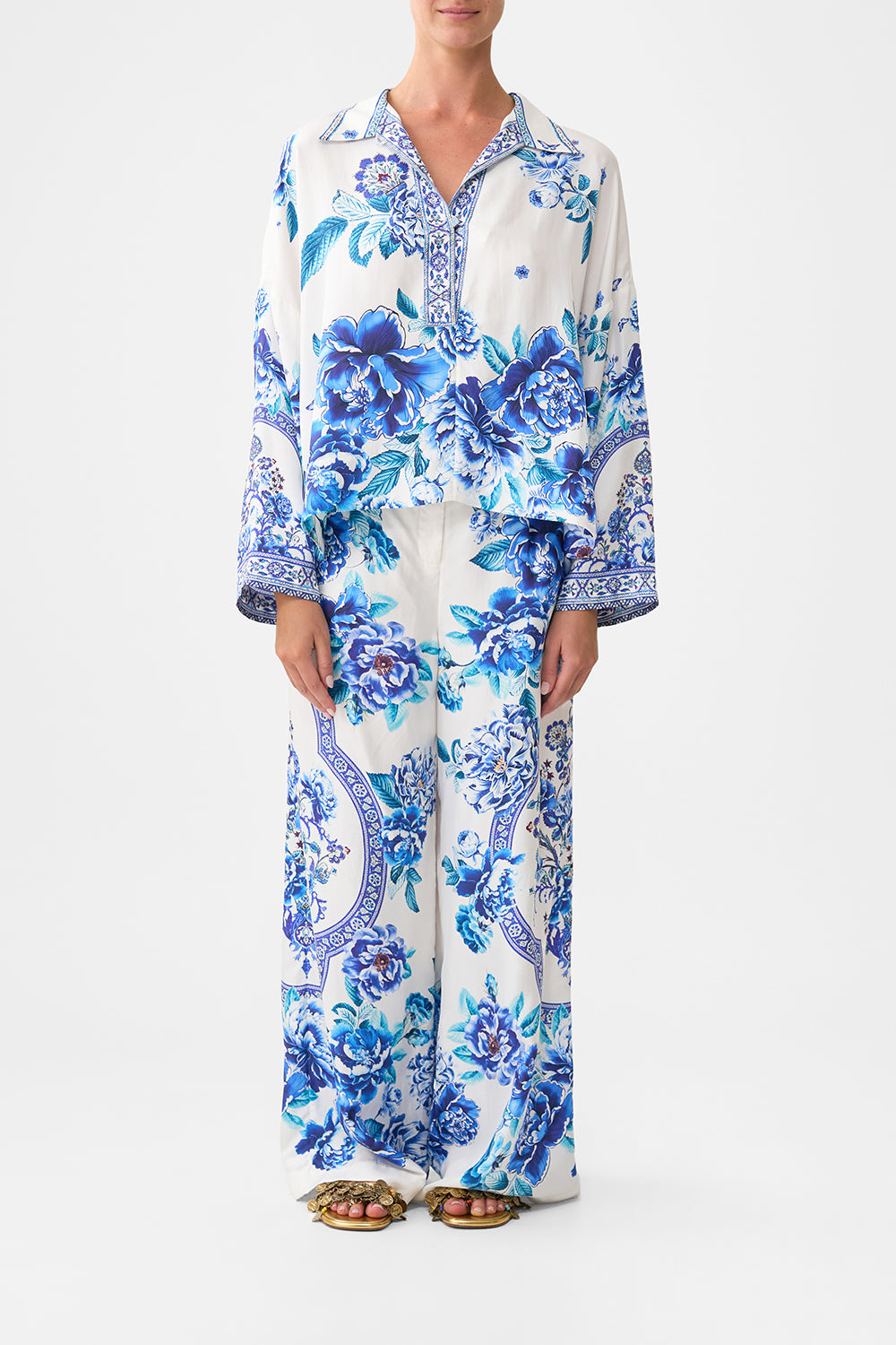 CROPPED RELAXED SHIRT A CERAMIC GARDEN