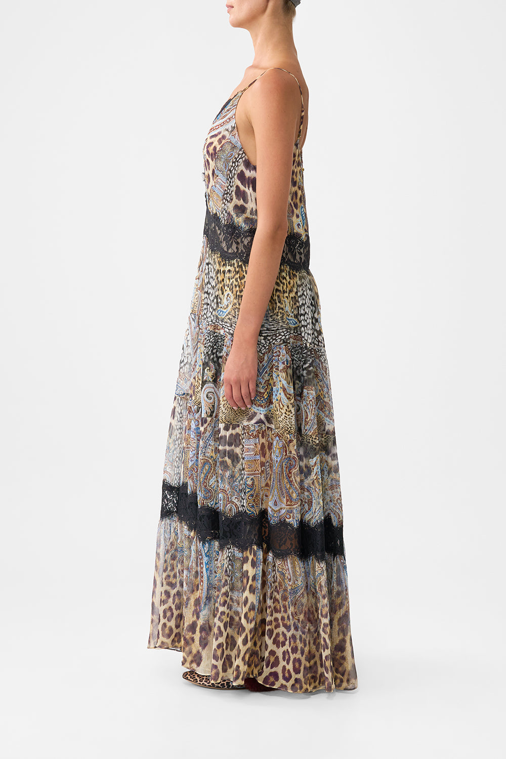 TRAPEZE TIERED DRESS WITH LINING ISTANBUL ANIMALIA