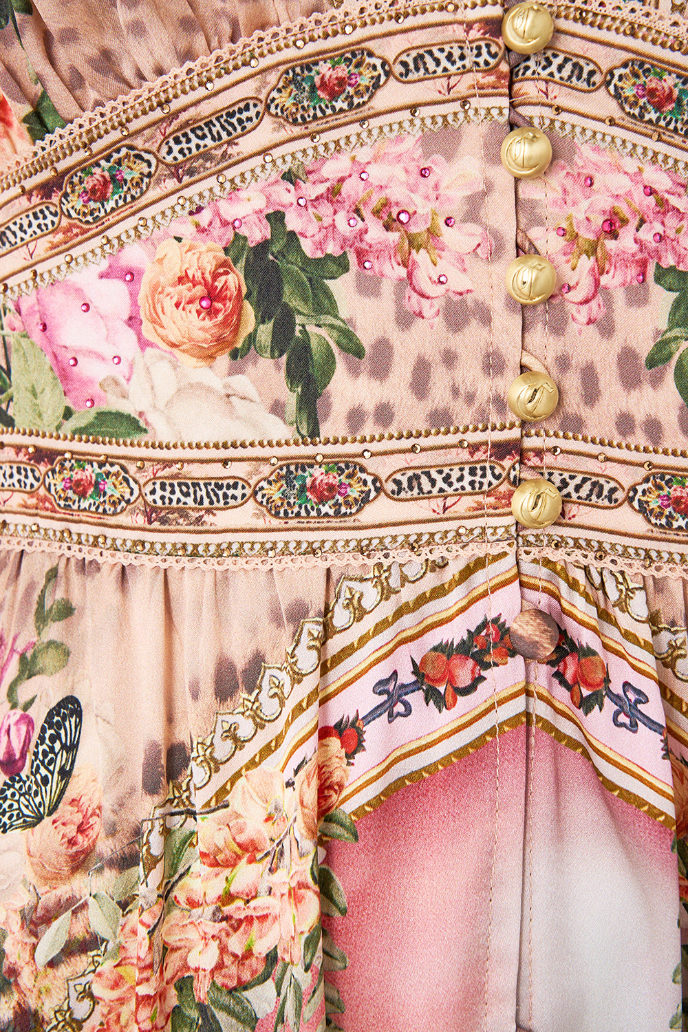 SHAPED WAISTBAND DRESS WITH GATHERED SLEEVES WATERCOLOUR WONDERLAND