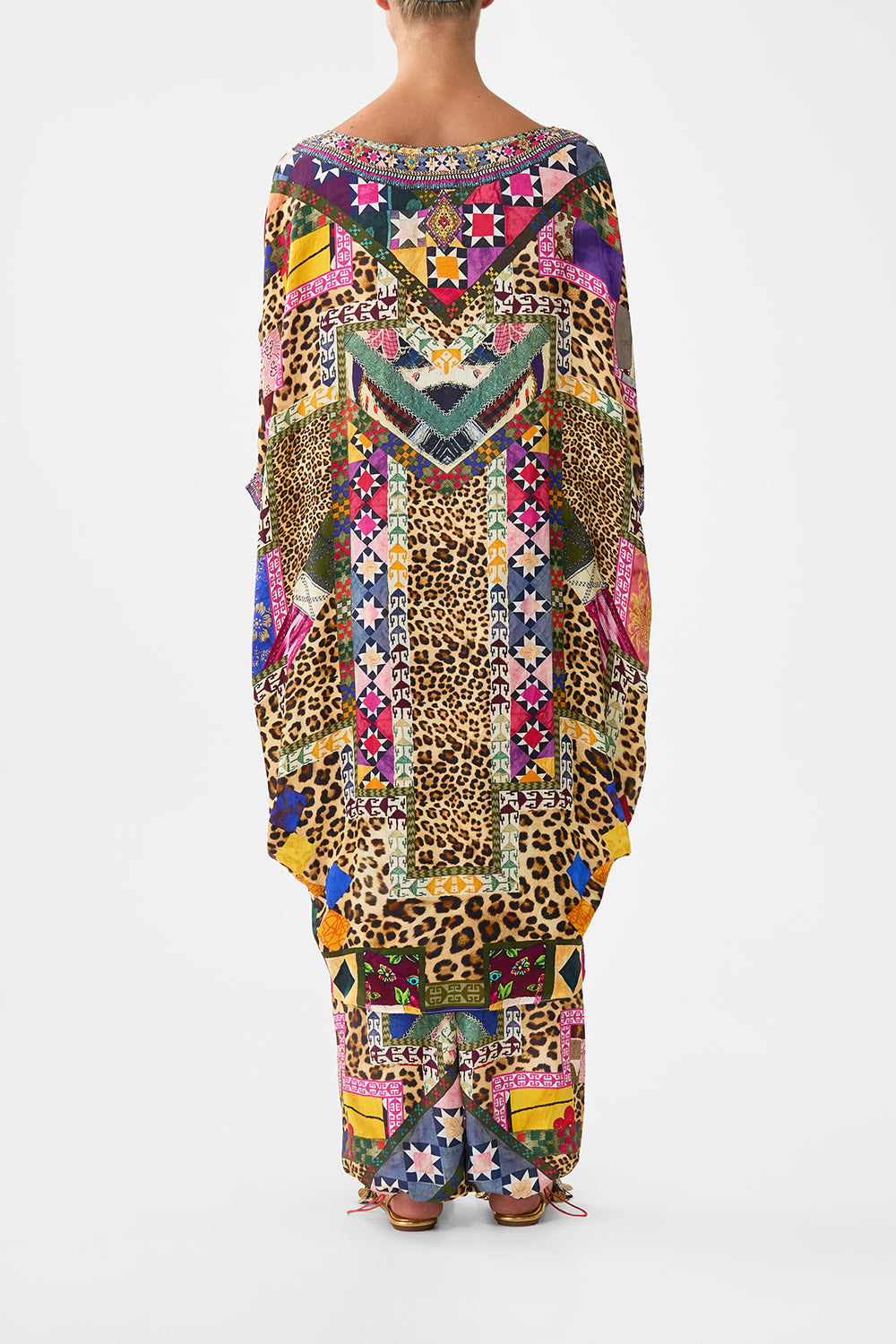 SCOOP BACK HEM DRESS EMBROIDERED EVER AFTER