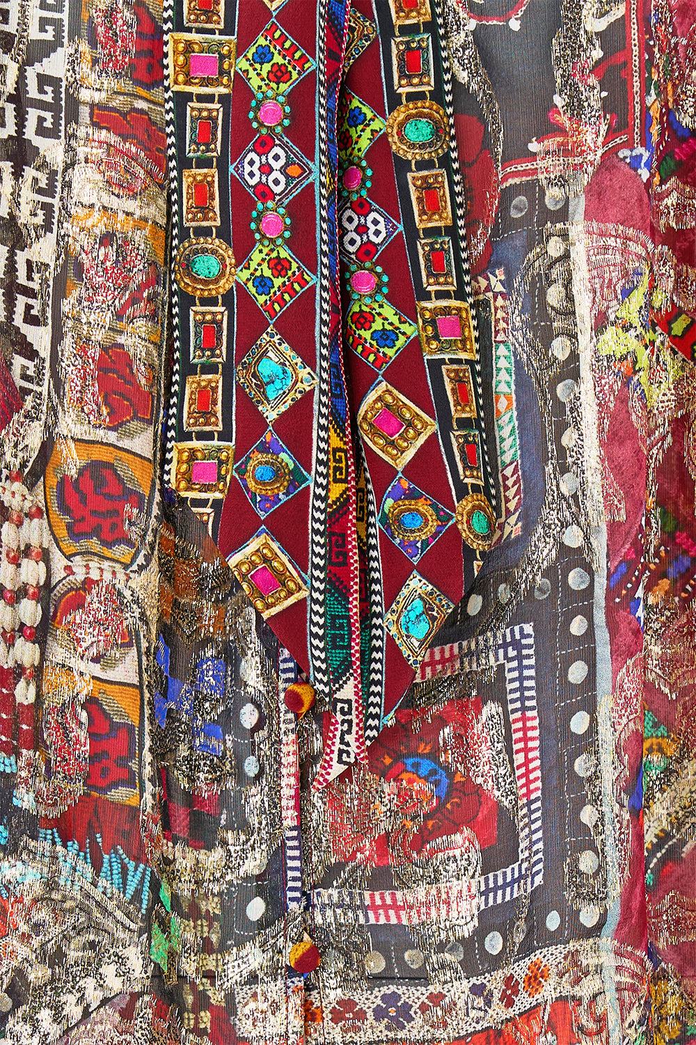 DETACHABLE PUSSY BOW RAGLAN BLOUSE PATCHWORK ALCHEMY