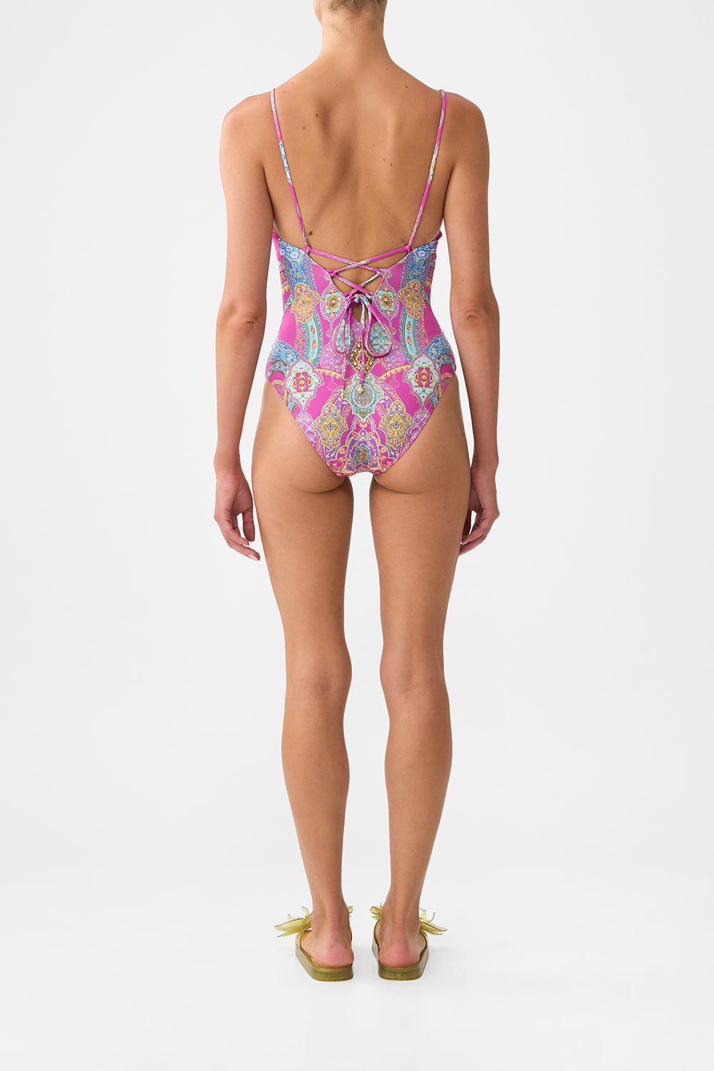 V NECK ONE PIECE WITH LACE UP TIE BACK CONCUBINES, SULTANS & COURTIERS