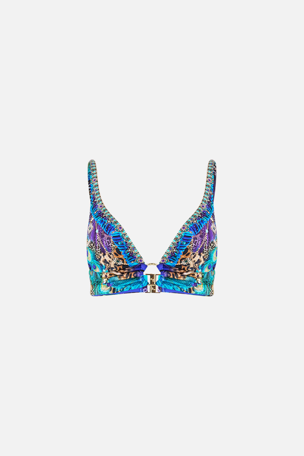 HIGH TRIANGLE BIKINI TOP WITH RING FRONT COSMIC ZOOLOGY