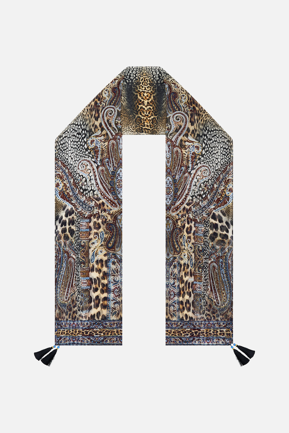 LONG SILK CRINKLE CHIFFON SCARF ISTANBUL ANIMALIA