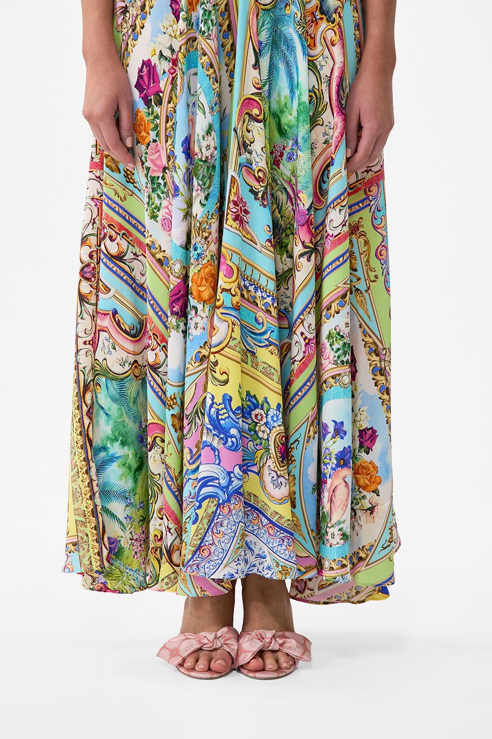 The CAMILLA Long Dress With Tie Front in our Spirit Of Santa Maria print.