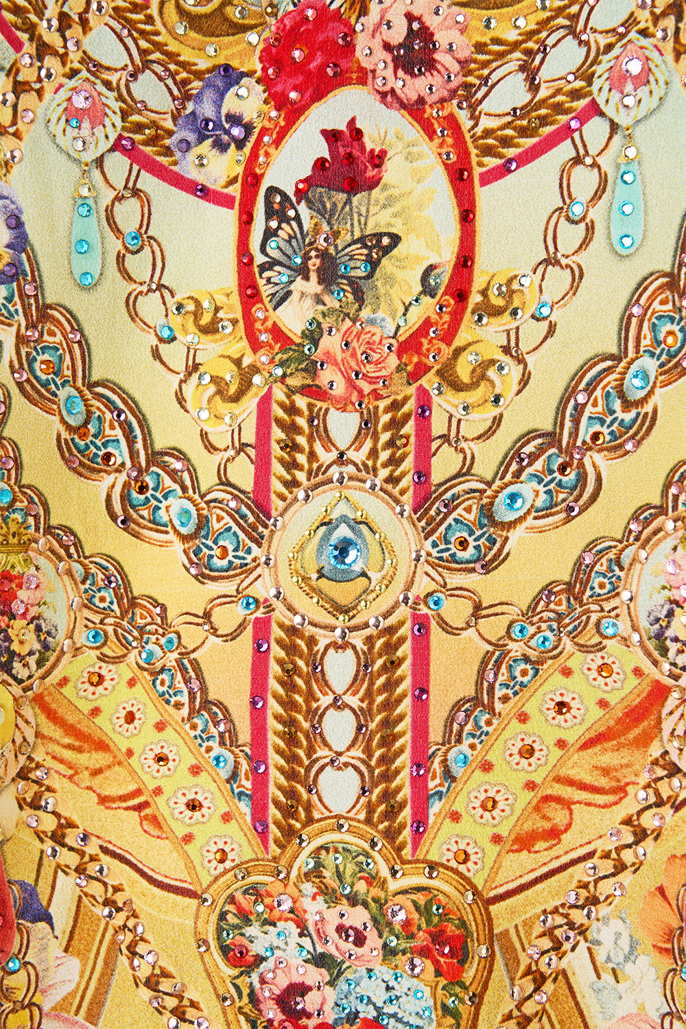 The CAMILLA Rectangular V Neck Kaftan in our Aromatic Tiger Flower print.