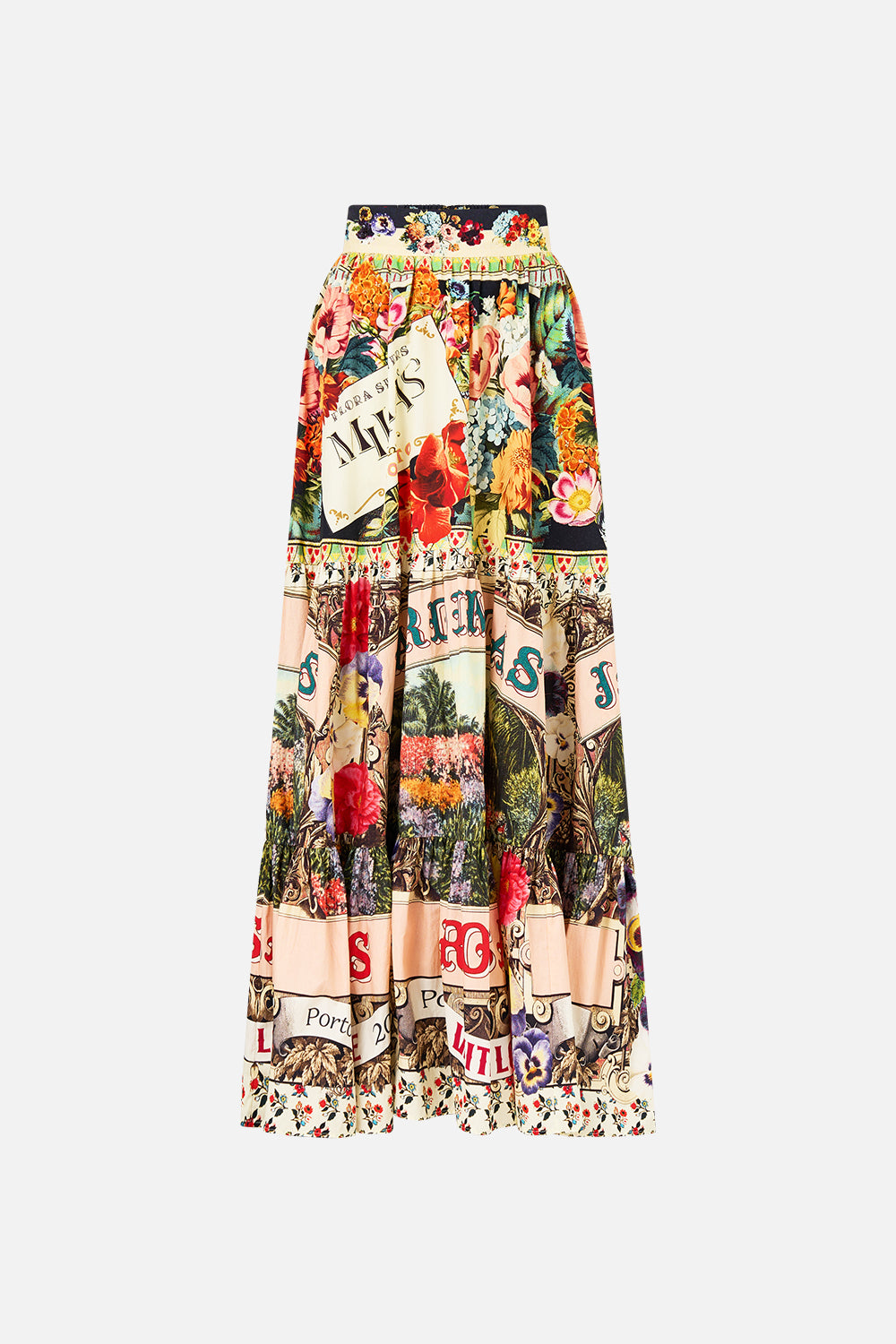 The CAMILLA High Waisted Tiered Skirt in our Aromatic Amor print.