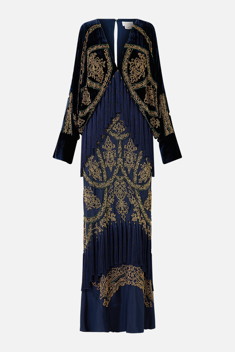 PLUNGE NECK DRAPED SHOULDER DRESS THE IMPERIAL GATE