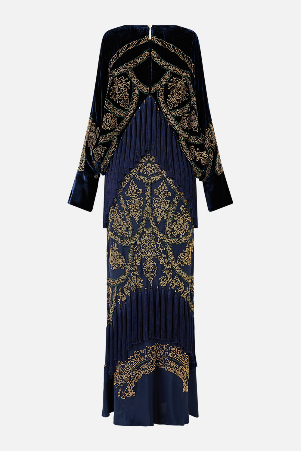 PLUNGE NECK DRAPED SHOULDER DRESS THE IMPERIAL GATE