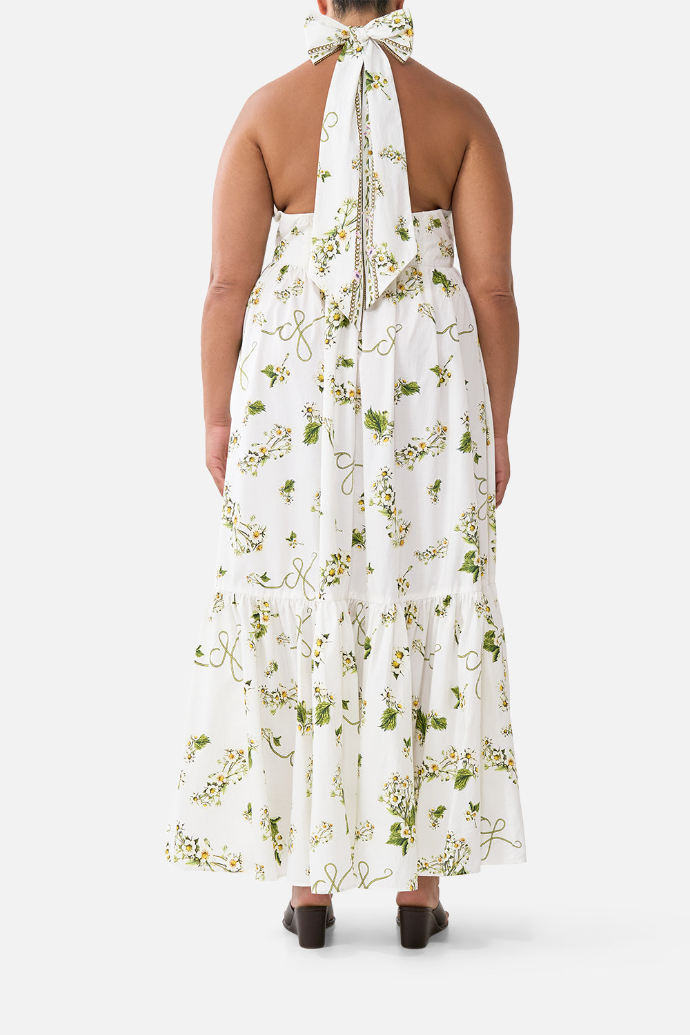 RUFFLE HEM HALTER DRESS BOTANICAL UTOPIA