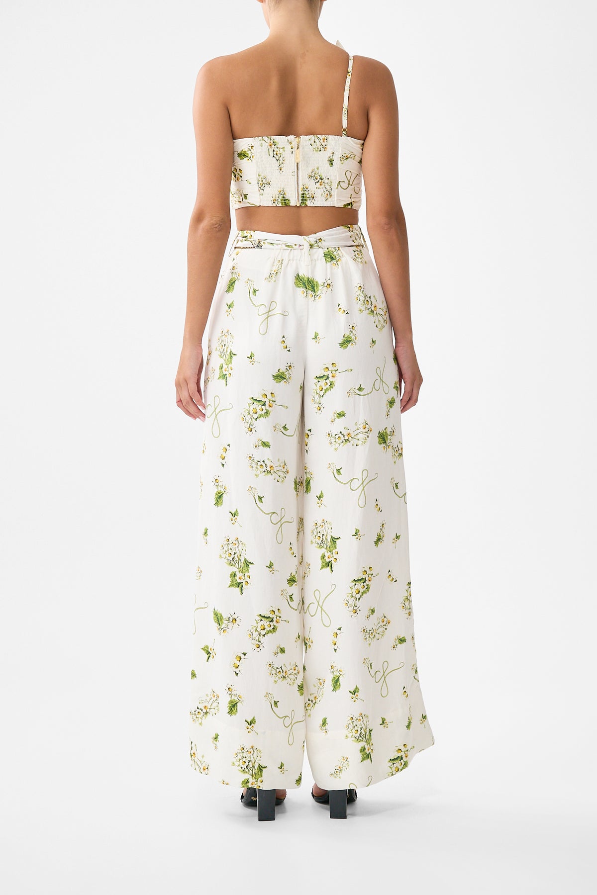 The CAMILLA Scarf Belt Wide Leg Pant in our Botanical Utopia print.