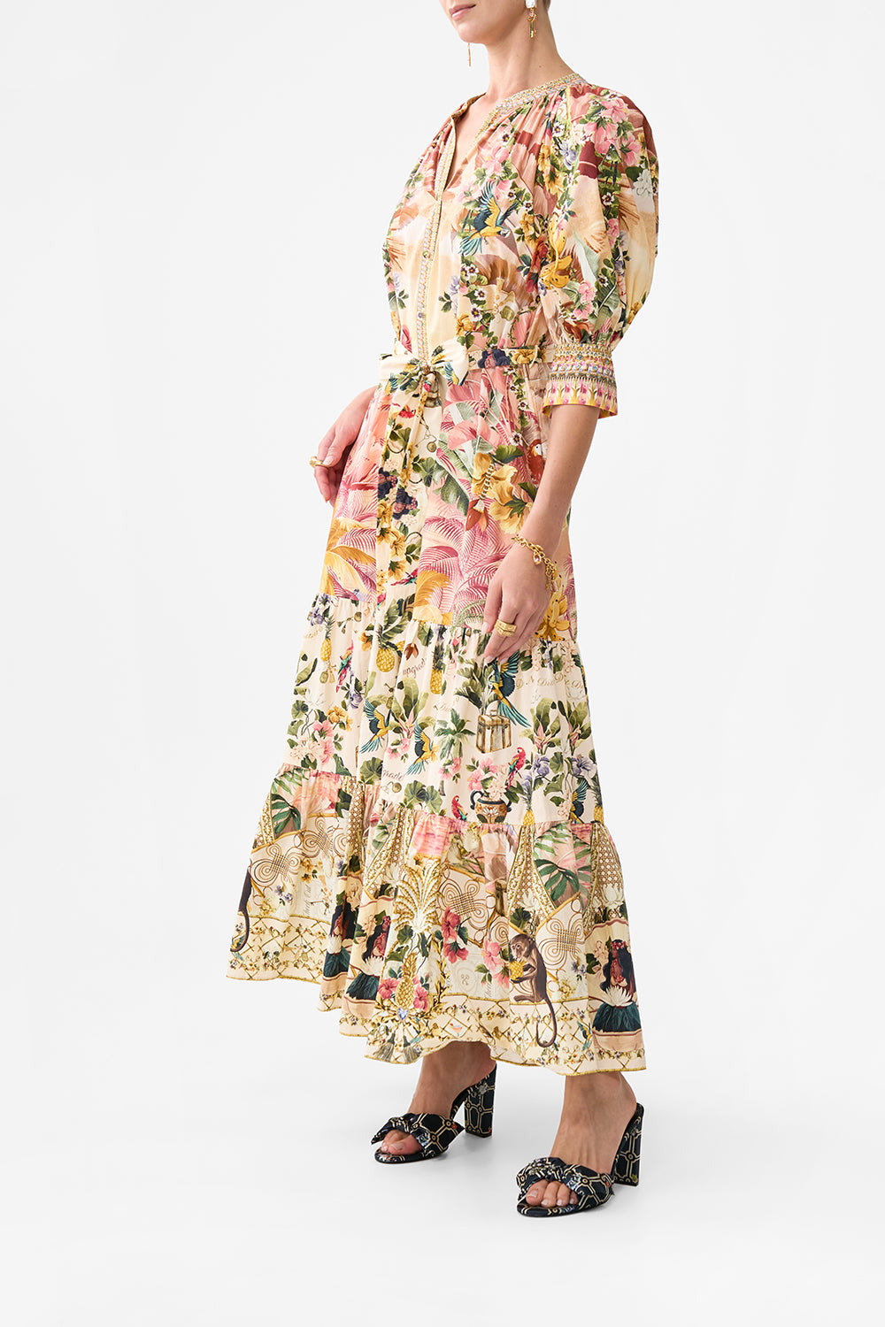 TIERED SHIRT DRESS WITH SHORT SLEEVE WELCOME TO THE WHITE LOTUS