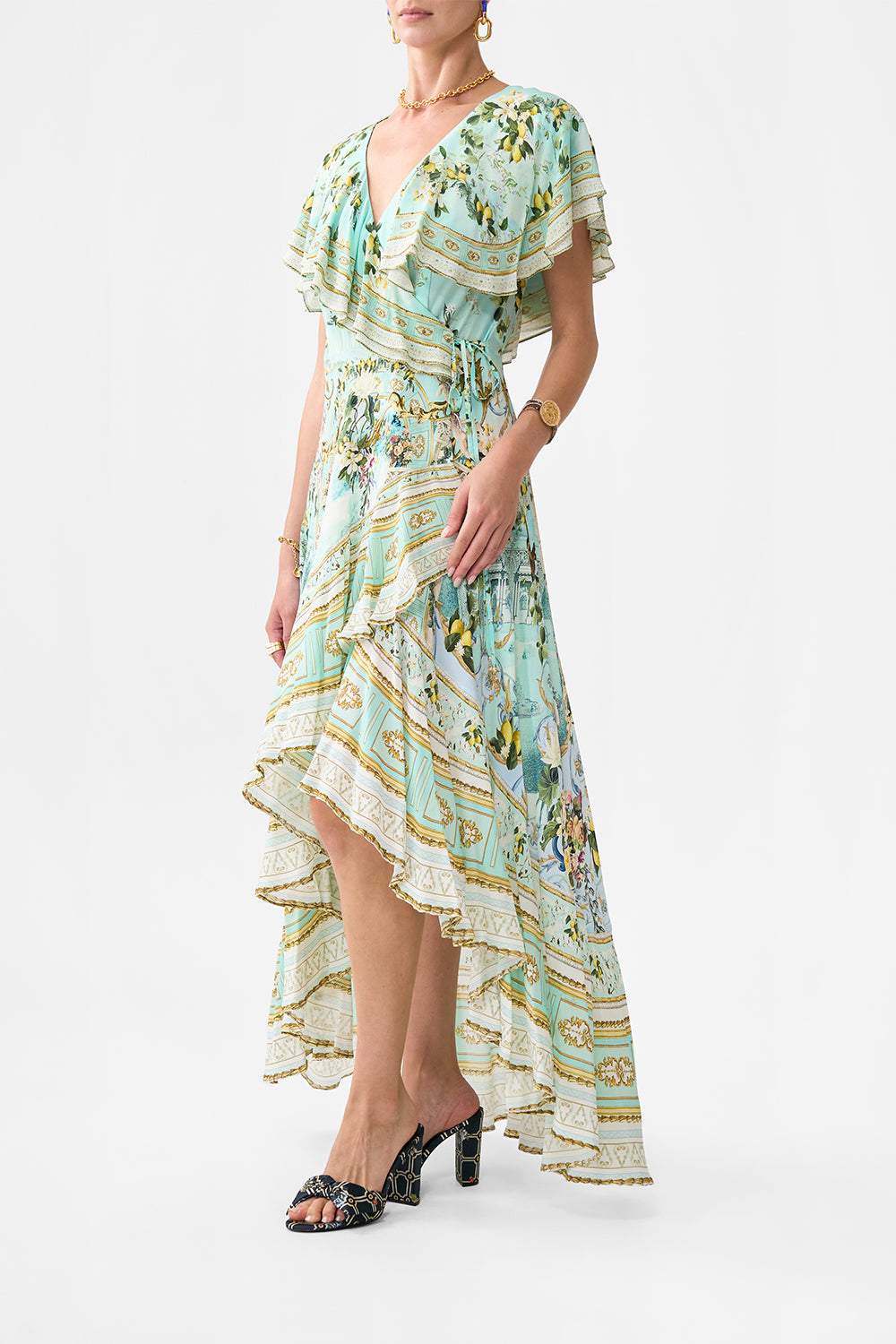 FRILL SLEEVE LONG DRESS VENUS ON A VESPA