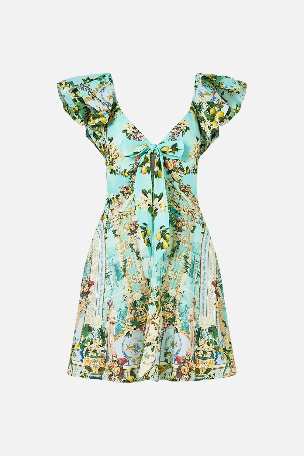 TIE FRONT FRILL SLEEVE SHORT DRESS VENUS ON A VESPA