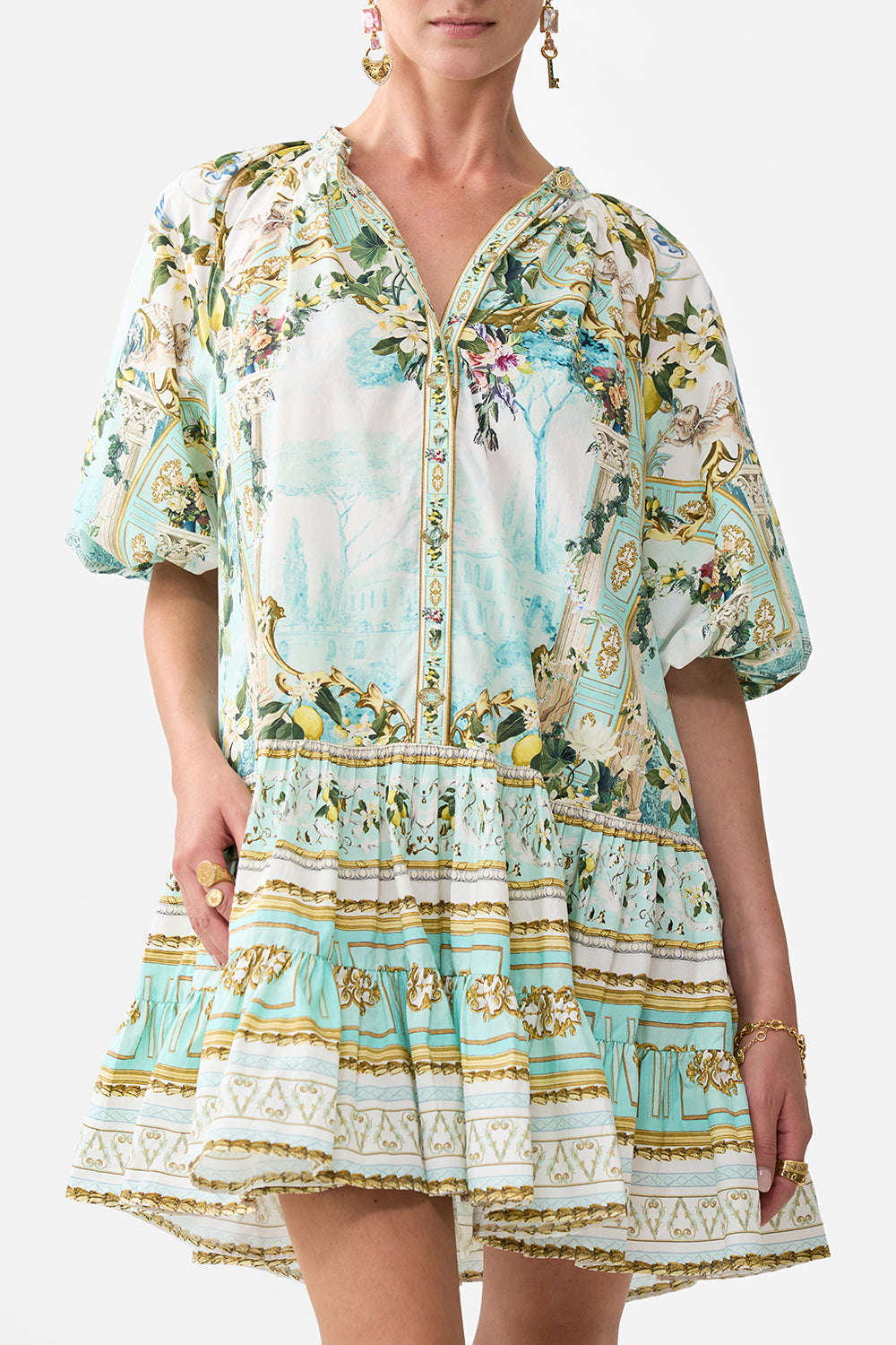 PUFF SLEEVE SHIRT DRESS VENUS ON A VESPA