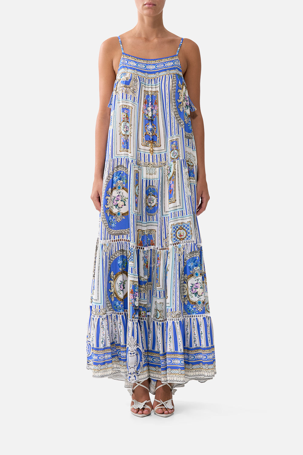 LONG TIERED DRESS WITH BOW TIES OTTOMAN OPULENCE