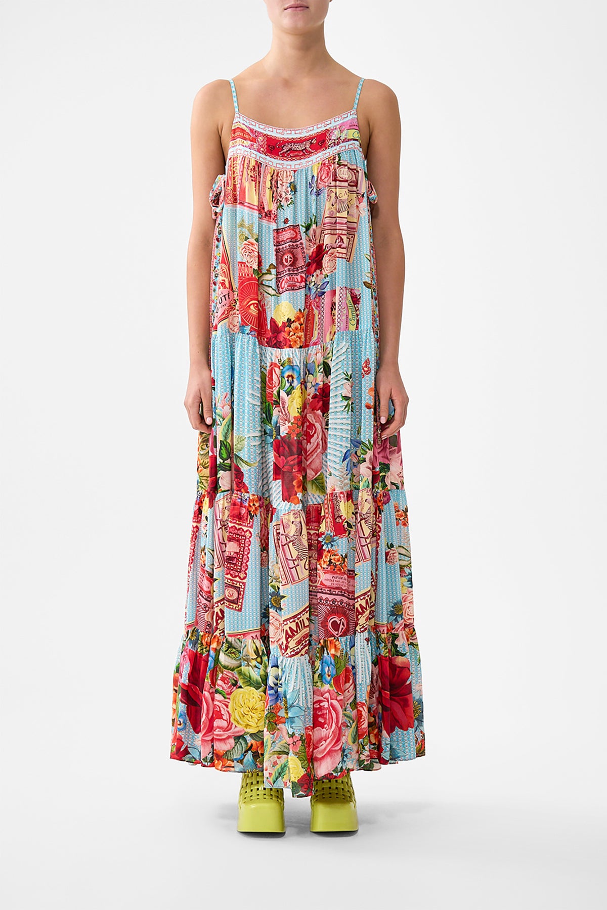 LONG TIERED DRESS WITH BOW TIES PAPERS AND CURIOUS CAPERS