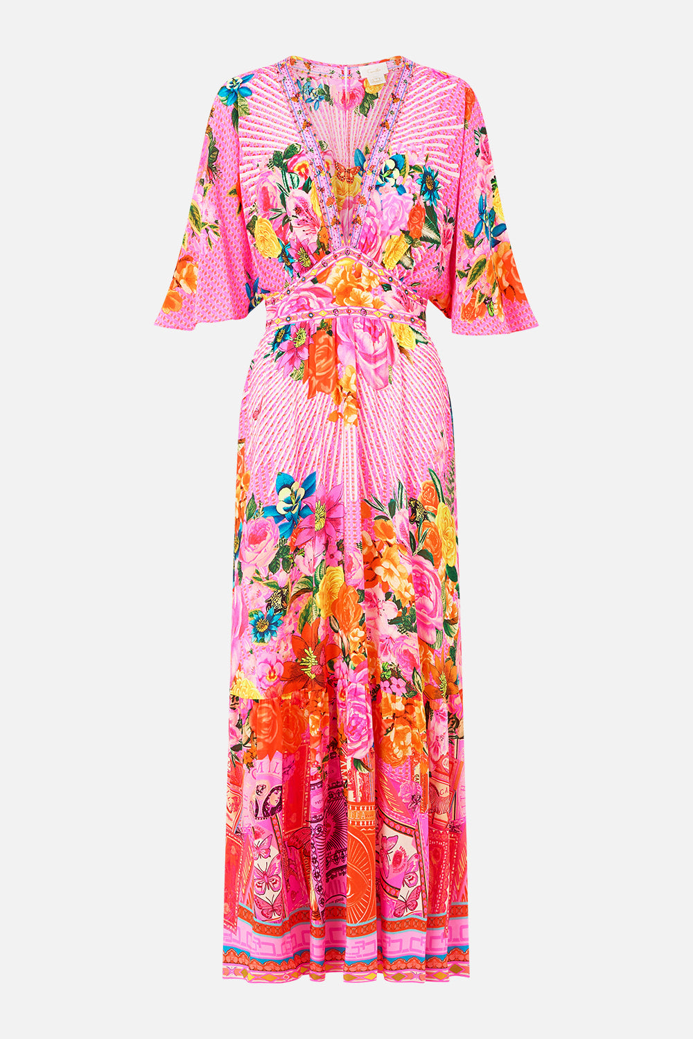 WAISTED DRESS WITH HEM RUFFLE ILLUSTRATION NATION