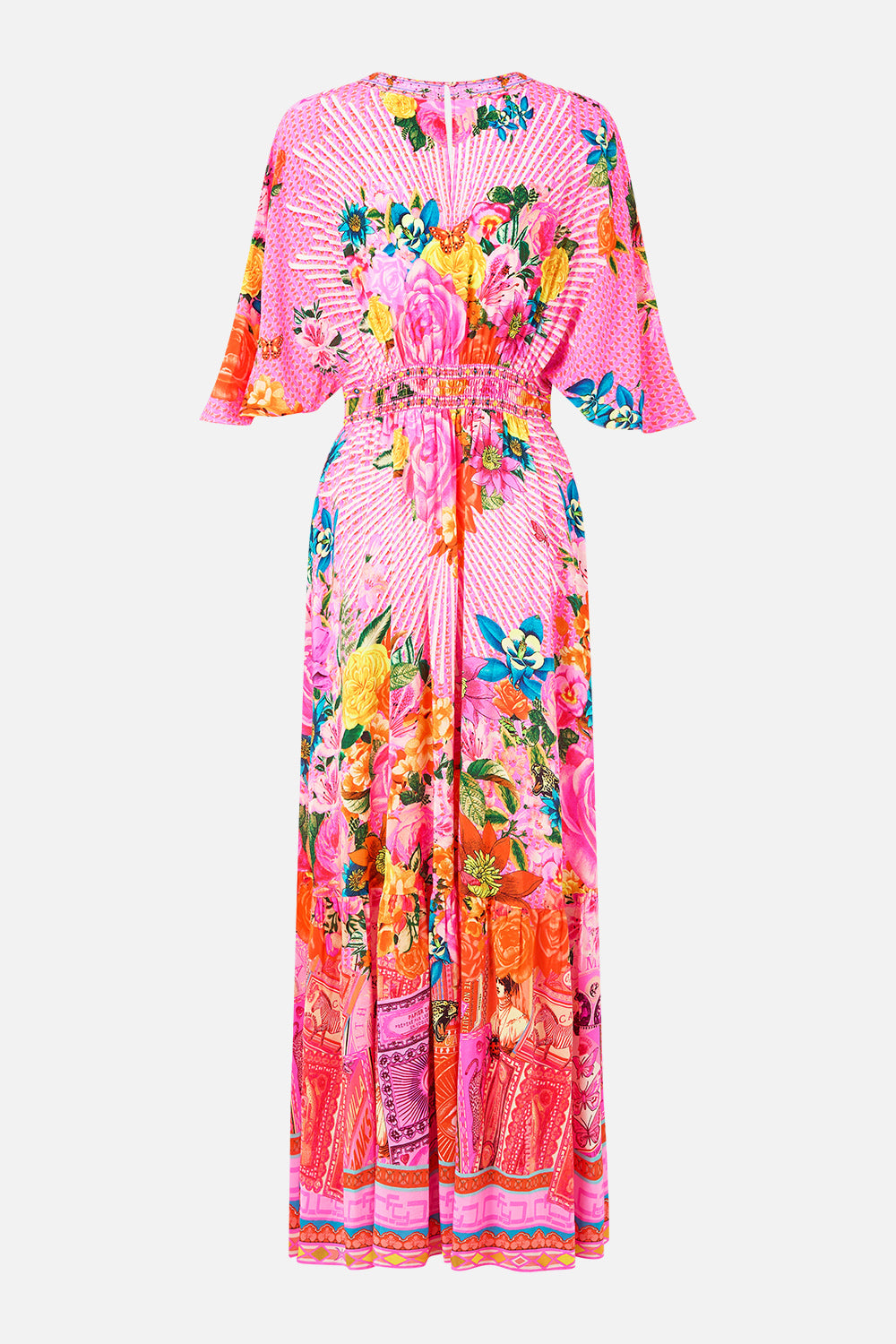 WAISTED DRESS WITH HEM RUFFLE ILLUSTRATION NATION