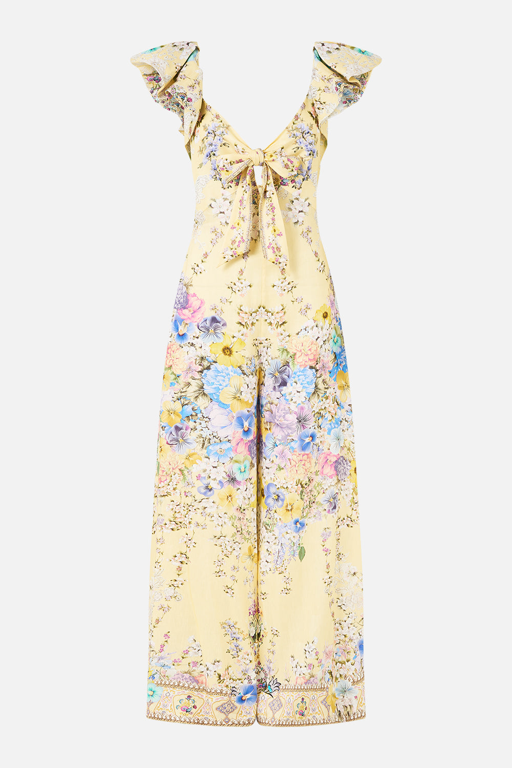 TIE FRONT FRILL SLEEVE JUMPSUIT DARLING BUDS