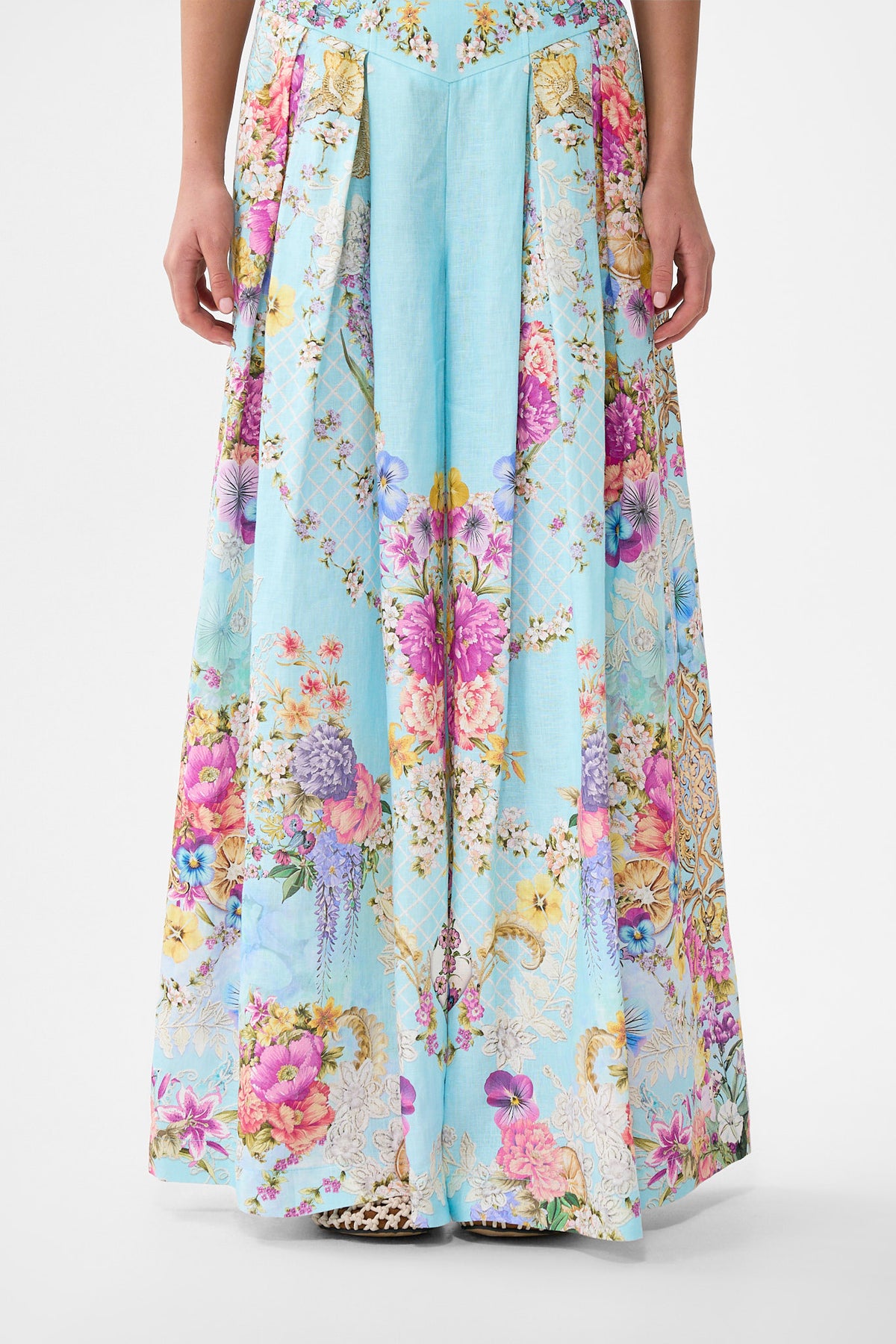CORSET WAIST WIDE LEG PANT BAZAAR BLOOMS