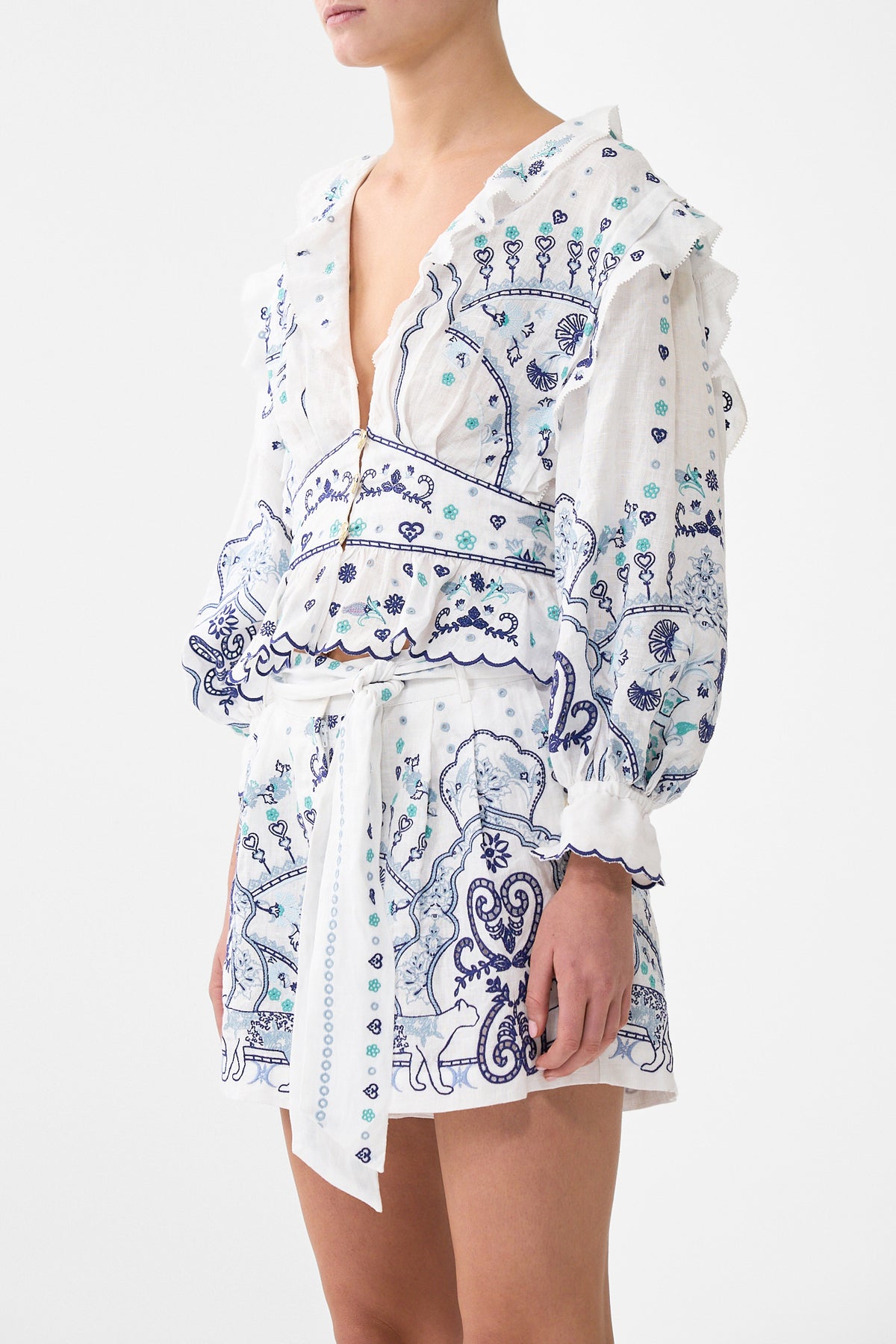 V-NECK BLOUSE WITH RUFFLE DETAILS ALL ABOUT THAT LACE