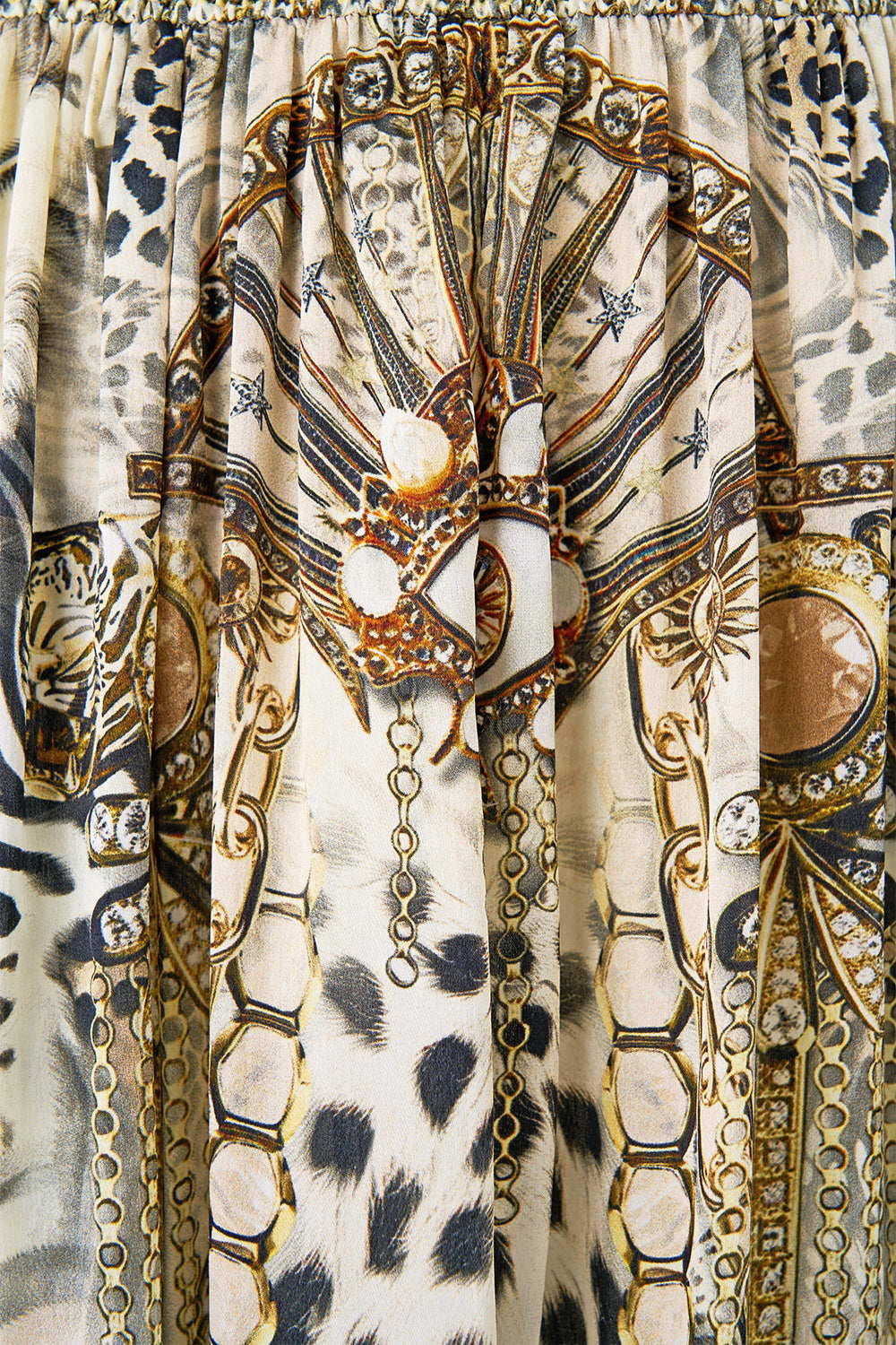 NECK CHARM SHIRRED WAIST LONG DRESS LADY LIONHEART