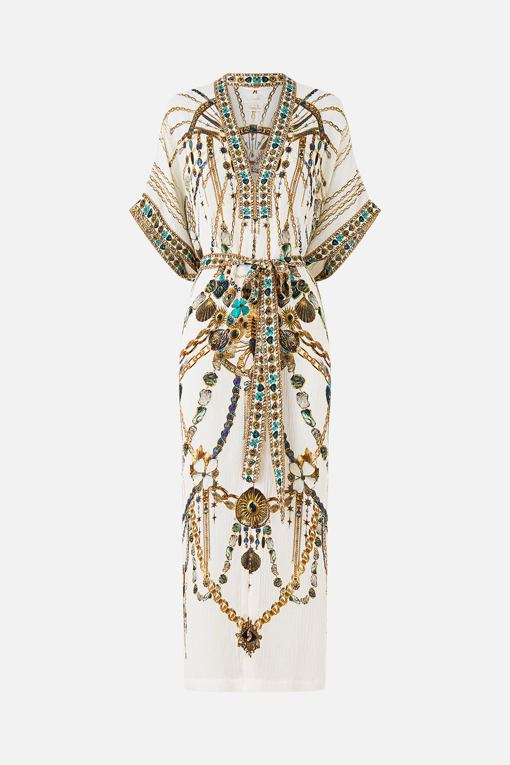 SHORT SLEEVE KAFTAN WITH TIE WAIST CHAIN GANG