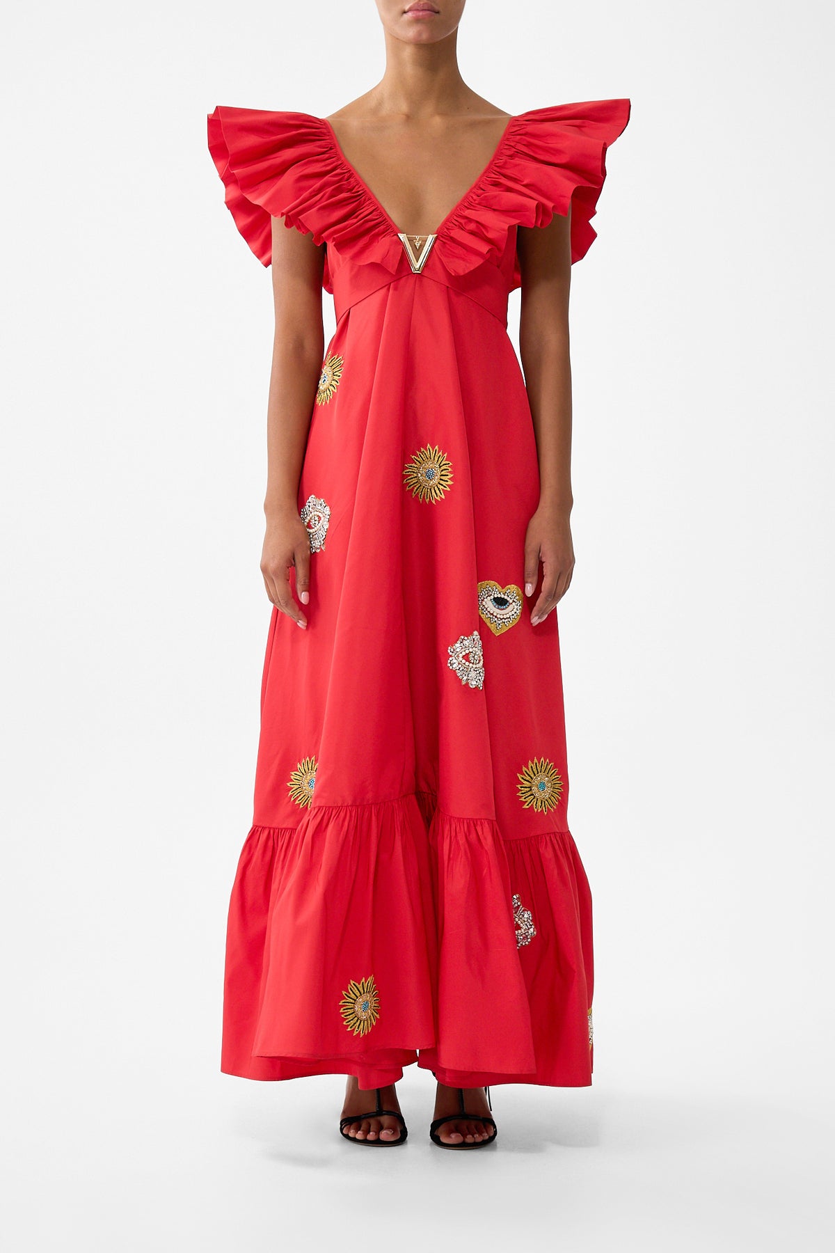 FRILL NECK DRESS WITH HARDWARE NAZAR NIRVANA