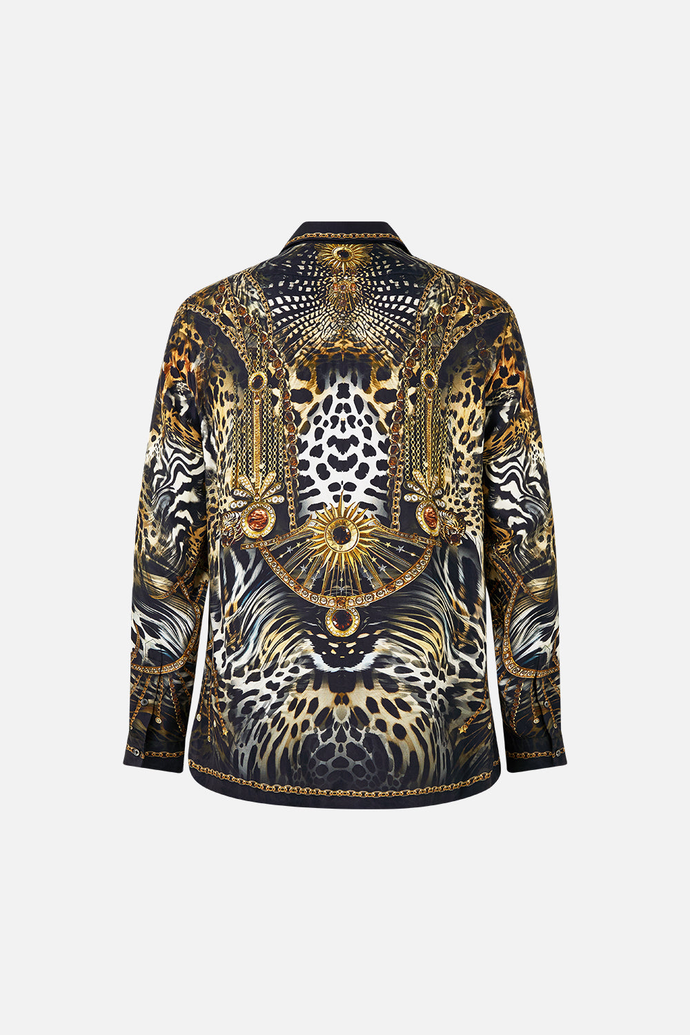 LONG SLEEVE CAMP COLLARED SHIRT FELINE FOLKLORE