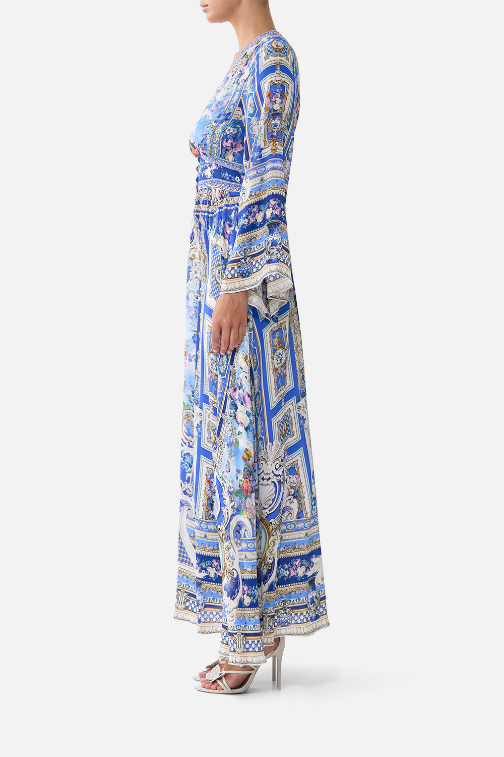 KIMONO SLEEVE DRESS WITH SHIRRING DETAIL OTTOMAN OPULENCE