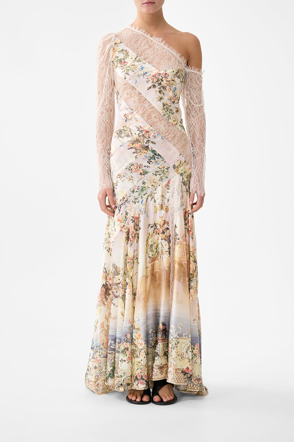 LACE SPLICE ONE SHOULDER DRESS TWILIGHT IN ISTANBUL