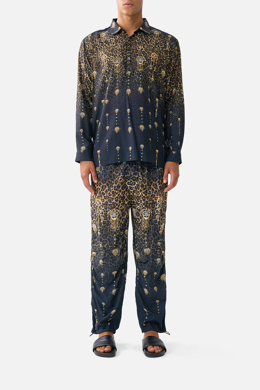 PARACHUTE PANT WITH ELASTIC WAIST FELINE FOLKLORE
