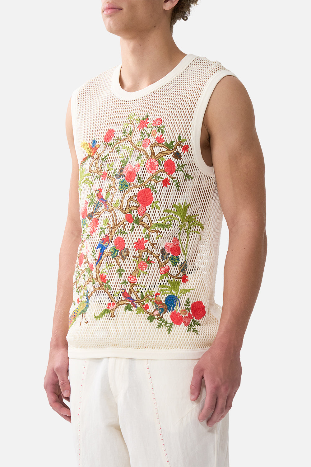 EMBROIDERED RELAXED FIT KNIT TANK SULTANS AND QUEENS