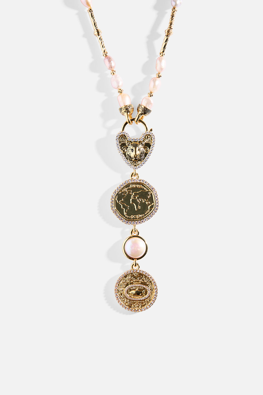 CAMILLA Gypset Glitterati Pearl Necklace in Gold print