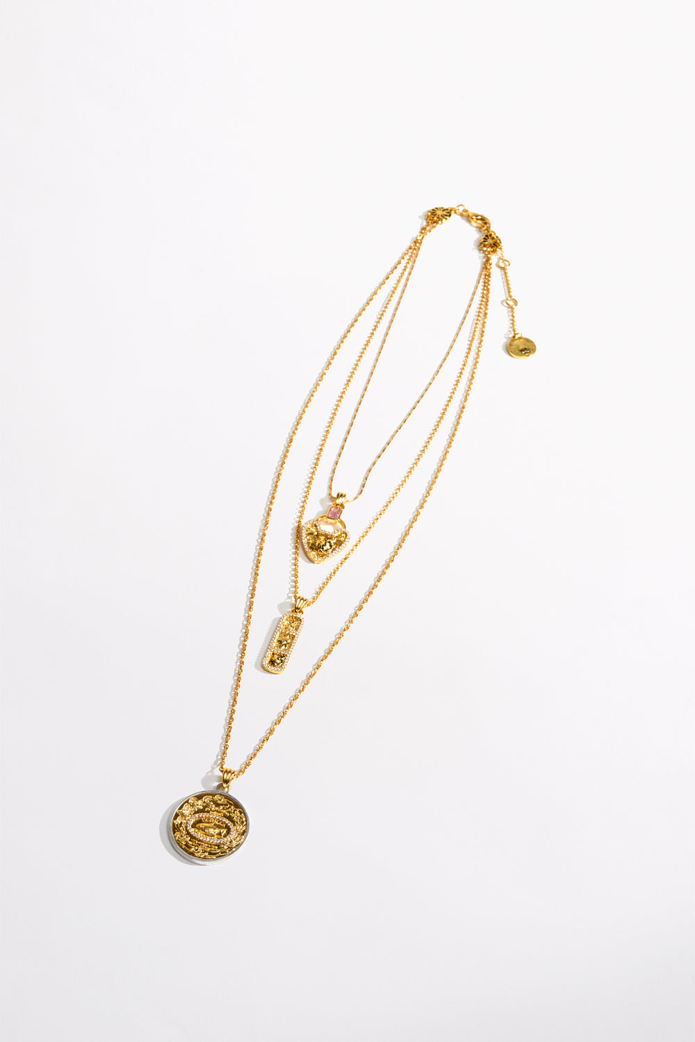 CAMILLA Lockets Loaded Multi Chain Necklace in Gold print