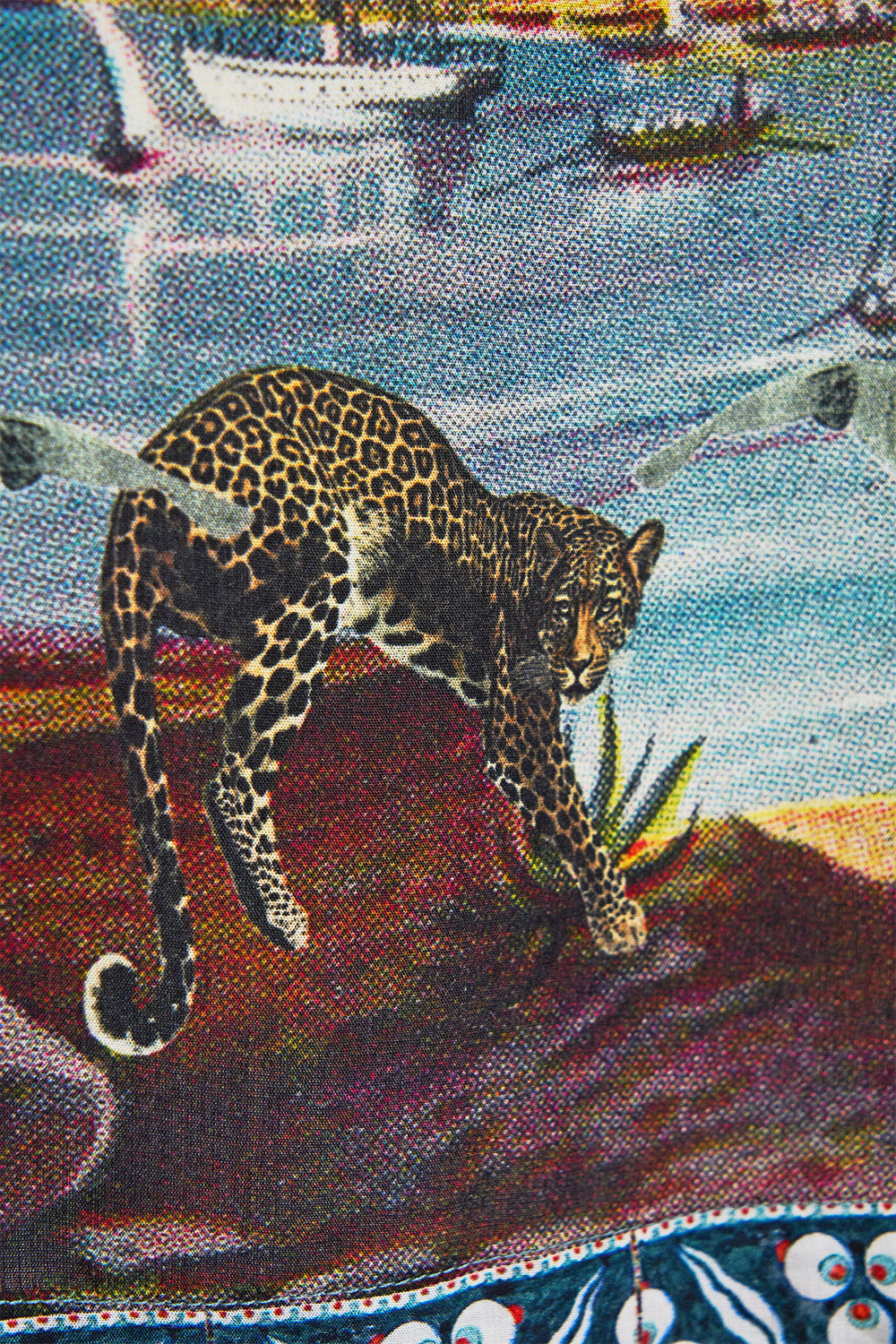 SHORT SLEEVE CAMP COLLARED SHIRT POSTCARDS & PALM TREES