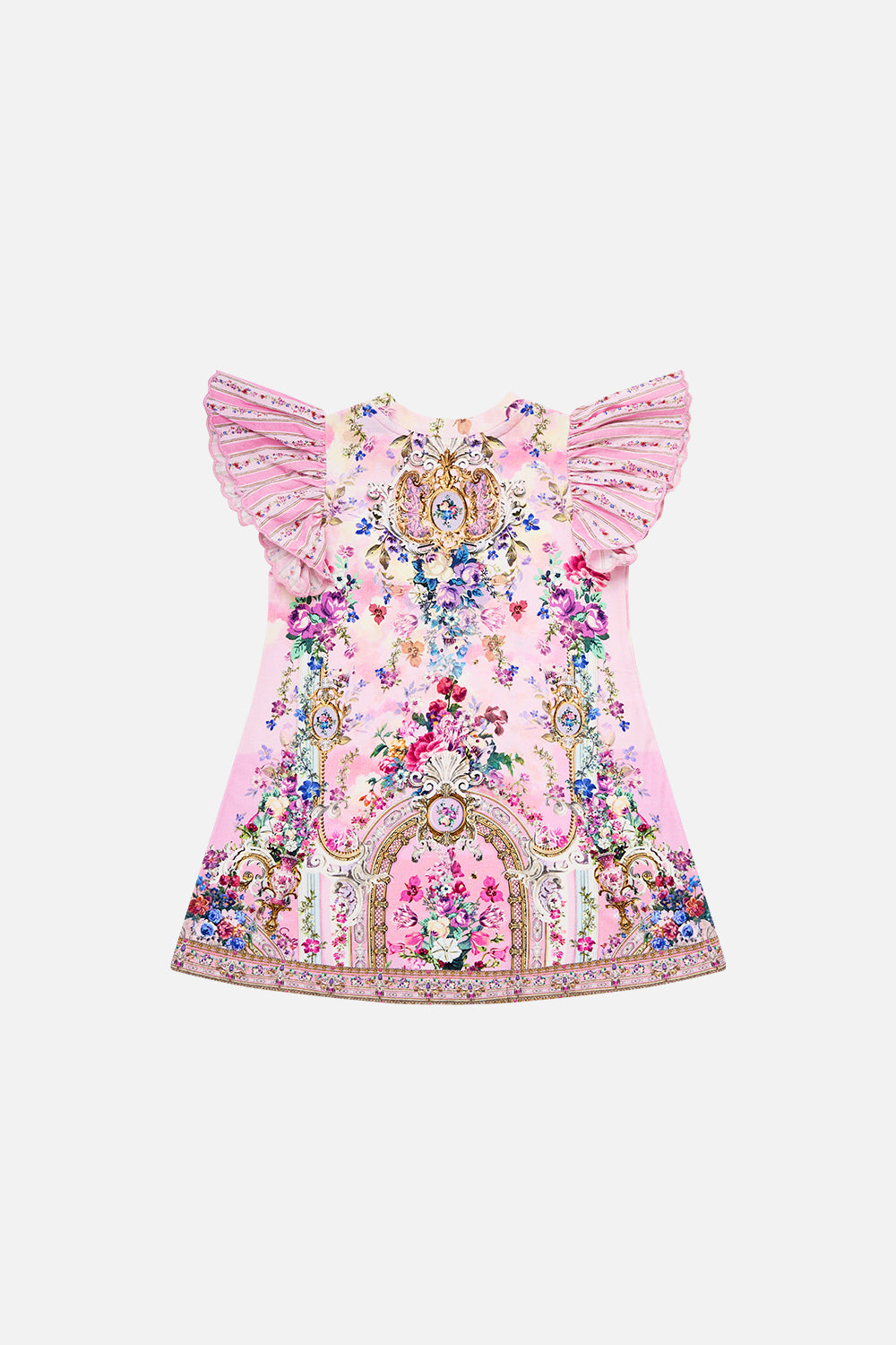 KIDS TEE MINI DRESS WITH ANGLAISE SLEEVE PALATIAL PASTELS