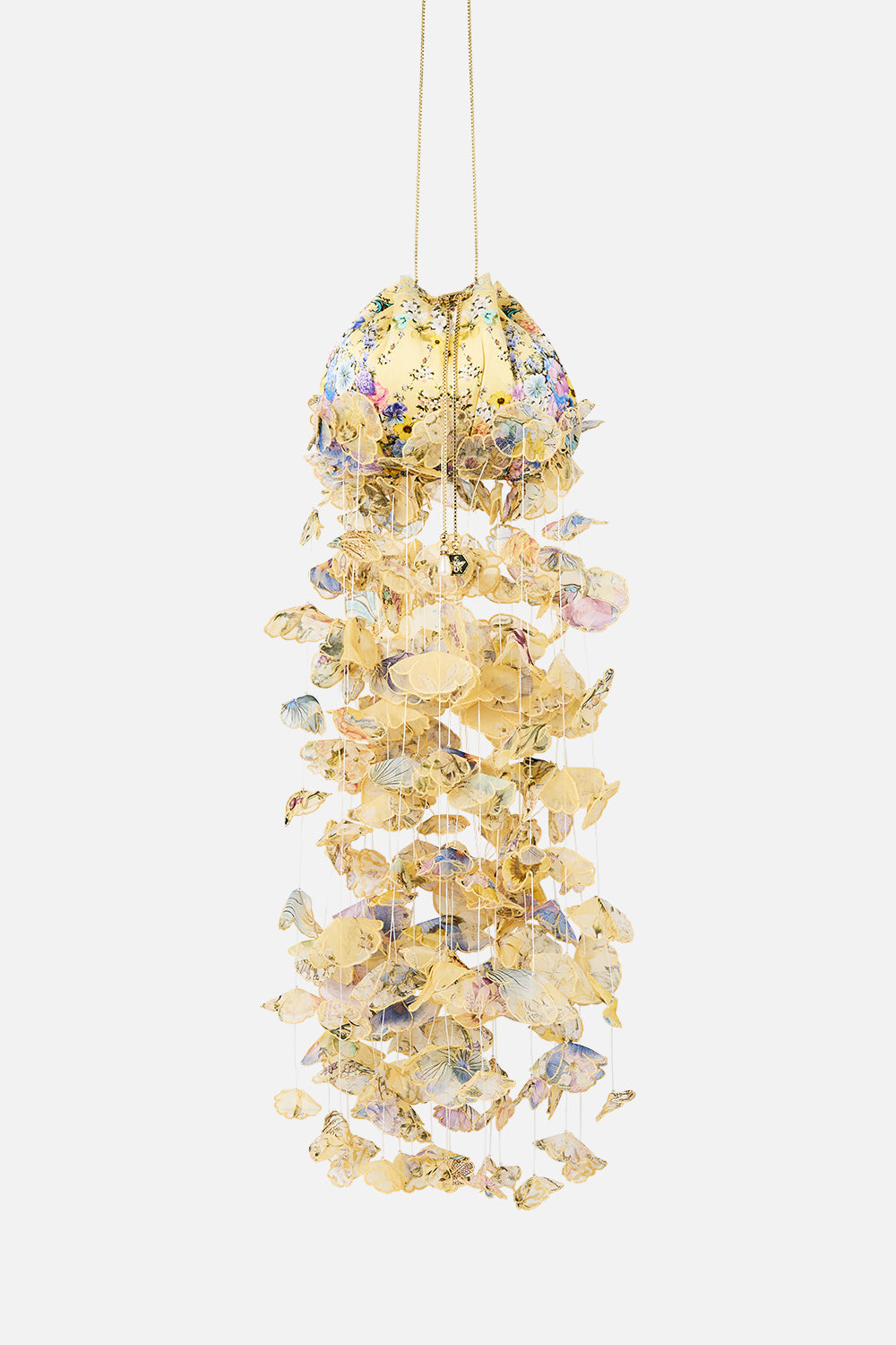 DRAWSTRING POUCH BAG WITH FLORAL FRINGE DARLING BUDS