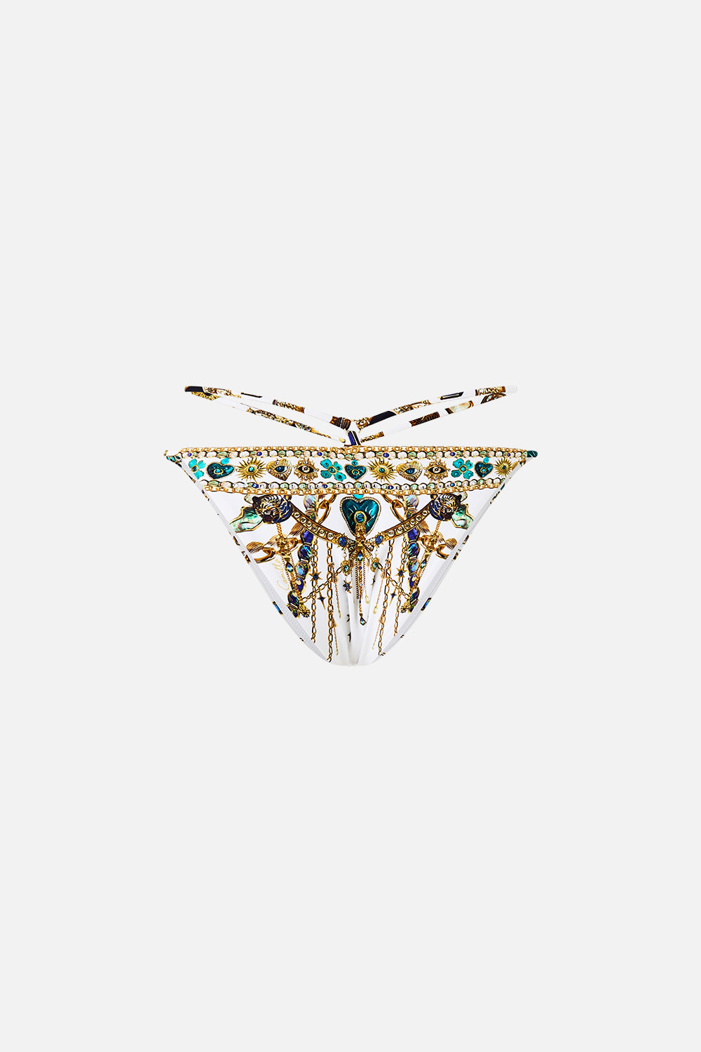 MULTI STRAP BIKINI BOTTOM WITH RING TRIMS CHAIN GANG