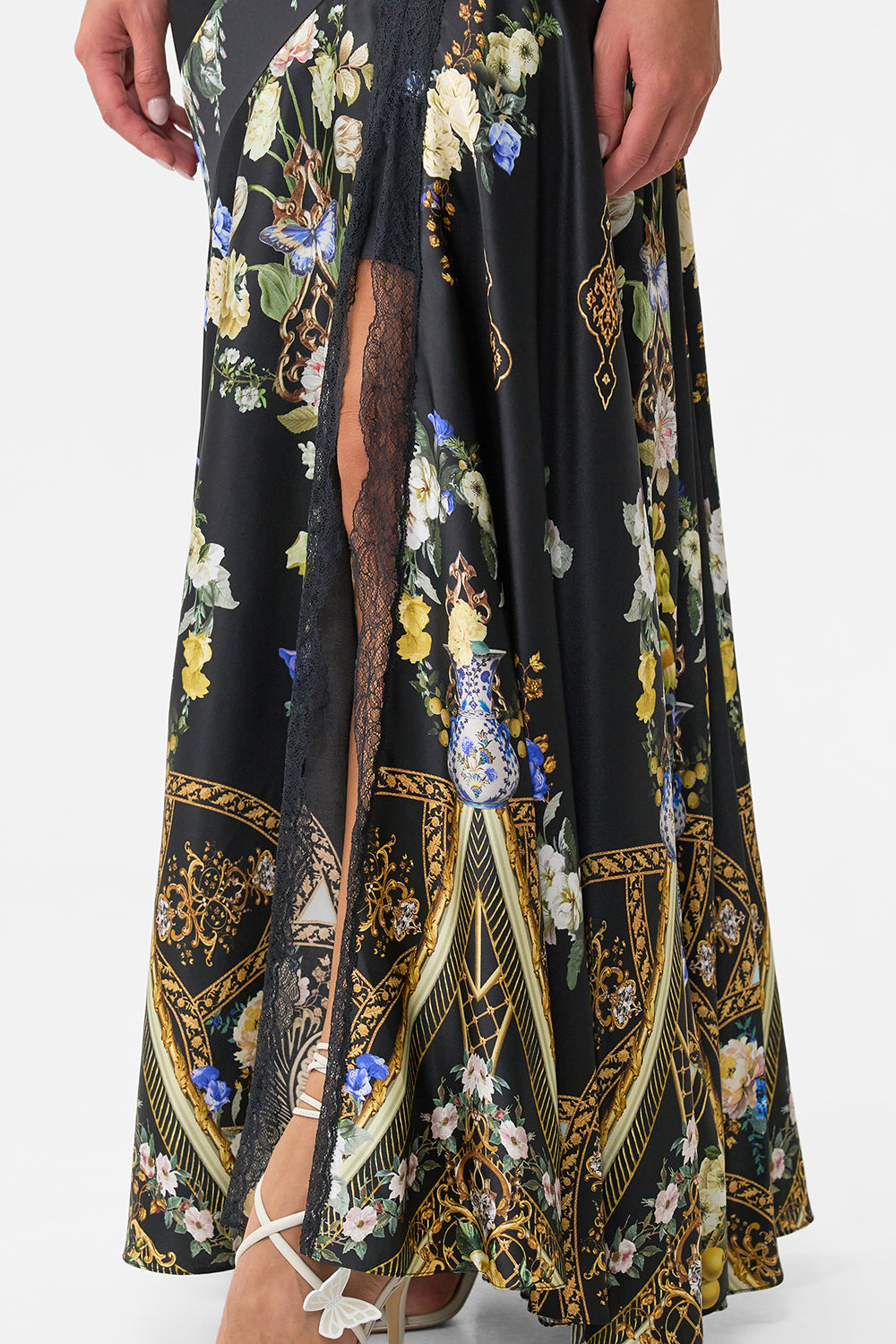 LACE SPLICE ONE SHOULDER DRESS OTTOMAN ELEGANCE