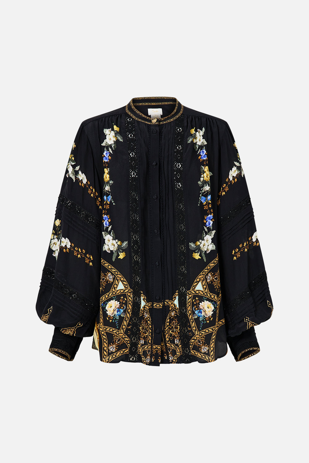 BLOUSON SLEEVE BLOUSE WITH YOKE OTTOMAN ELEGANCE