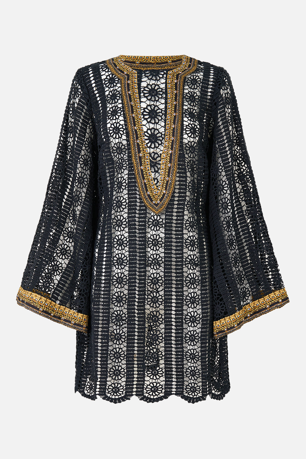 LACE DEEP V NECK HARDWARE SHORT DRESS SONG OF THE SOLSTICE