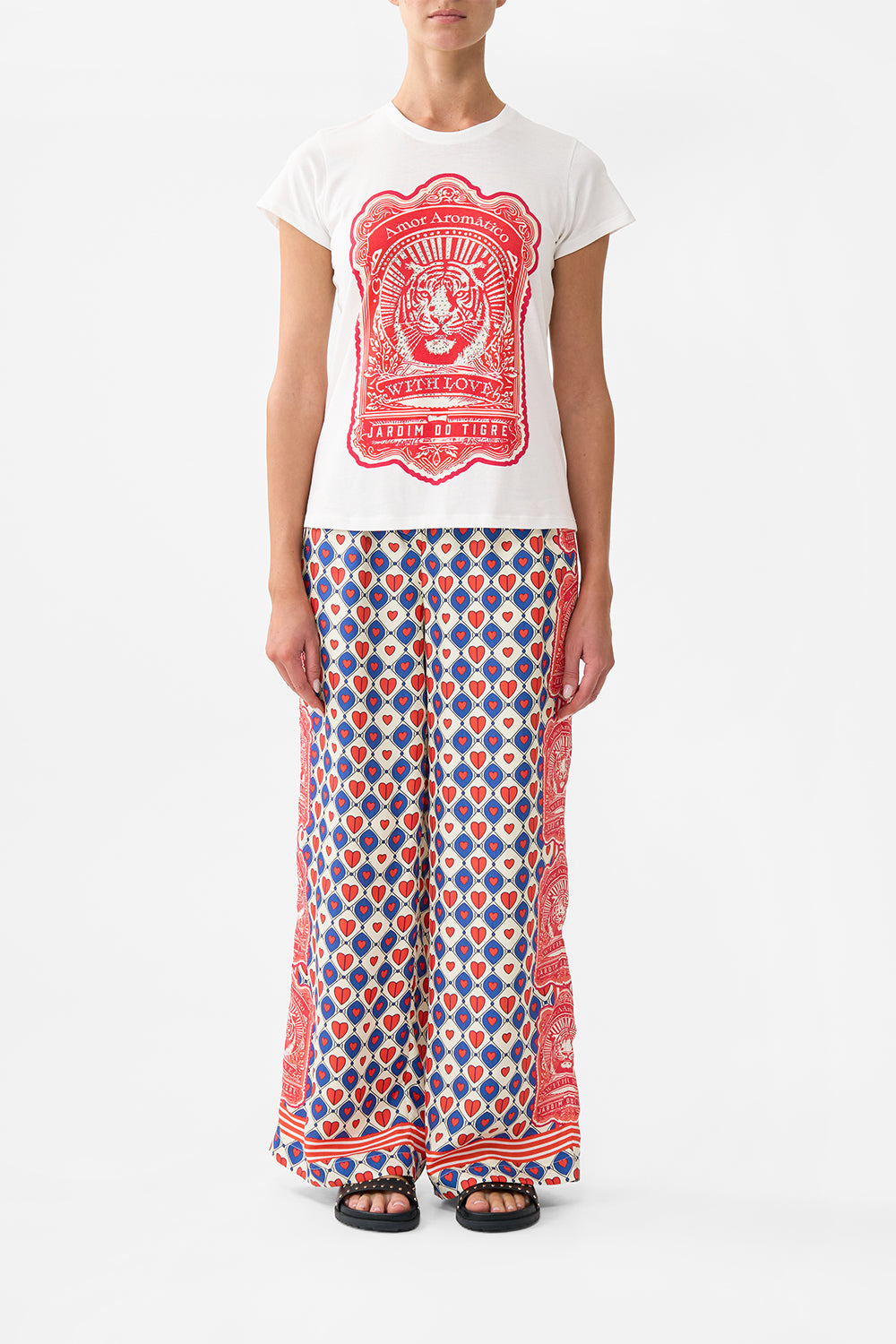 The CAMILLA Slim Fit Round Neck T-Shirt in our Rinse & Roar print.