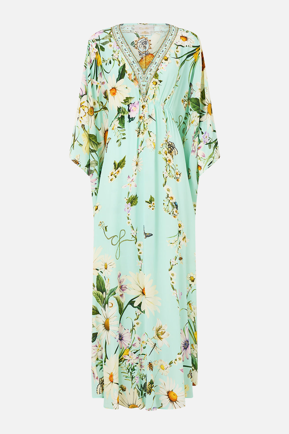 The CAMILLA Gathered Waist Kaftan in our Floral Freefall print.
