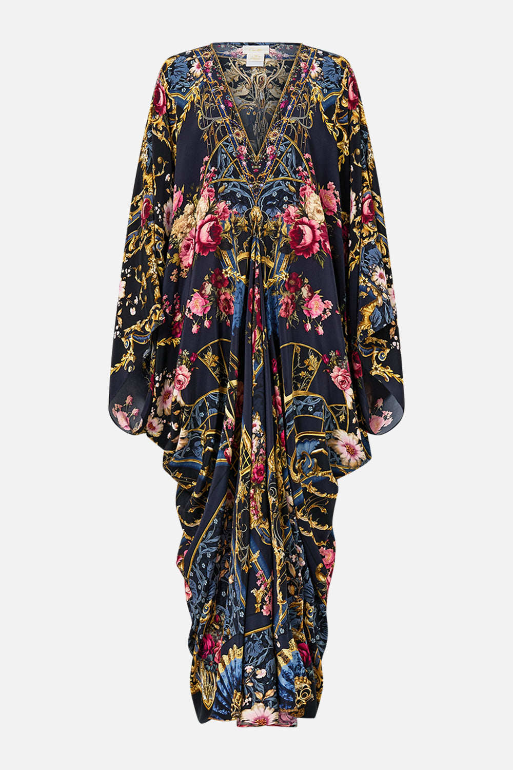 The CAMILLA T Shape Long Kaftan in our Ornate On A Plate print.