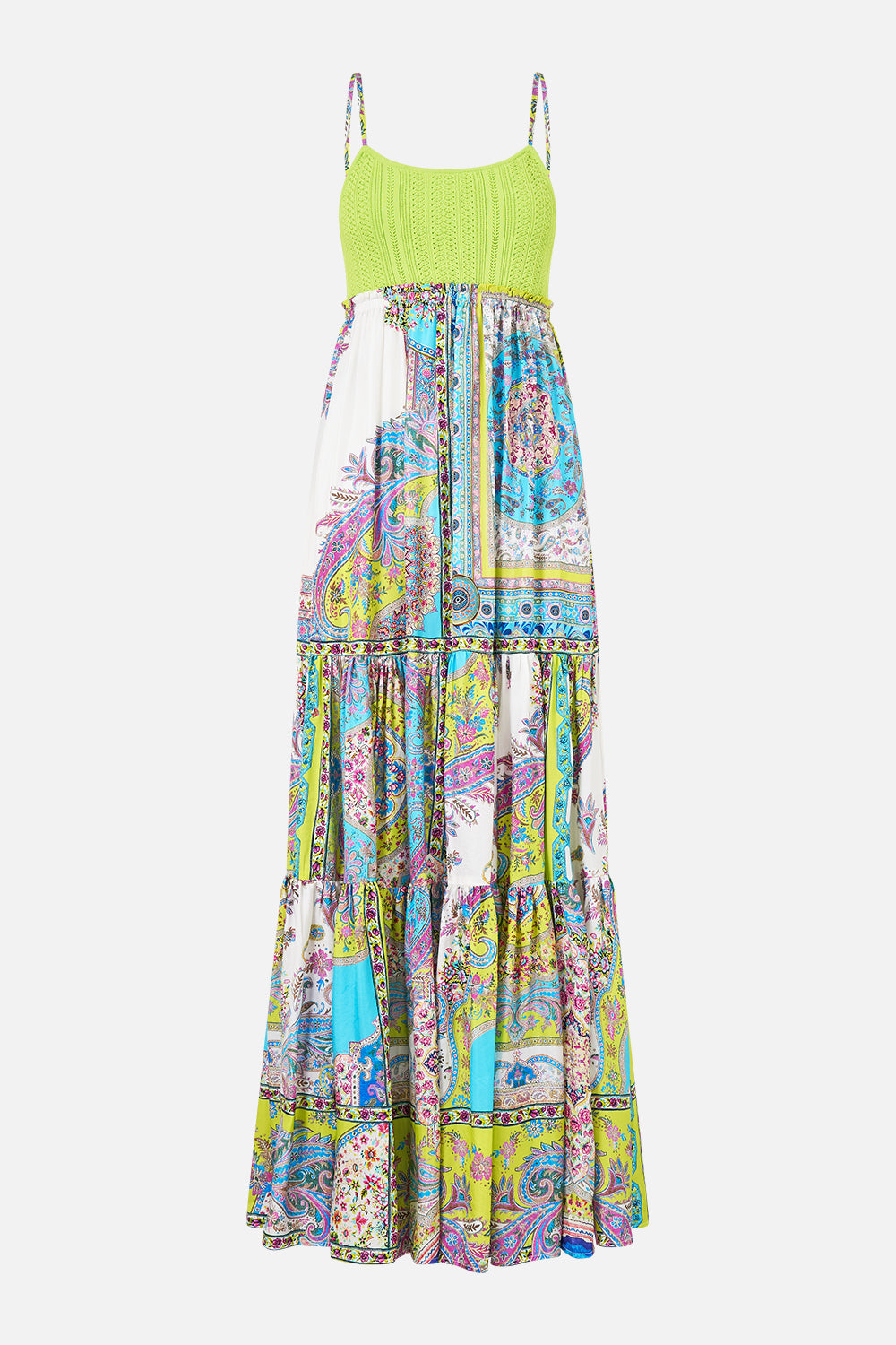 LONG DRESS WITH KNIT FRONT BODICE MAGIC CARPET RIDE