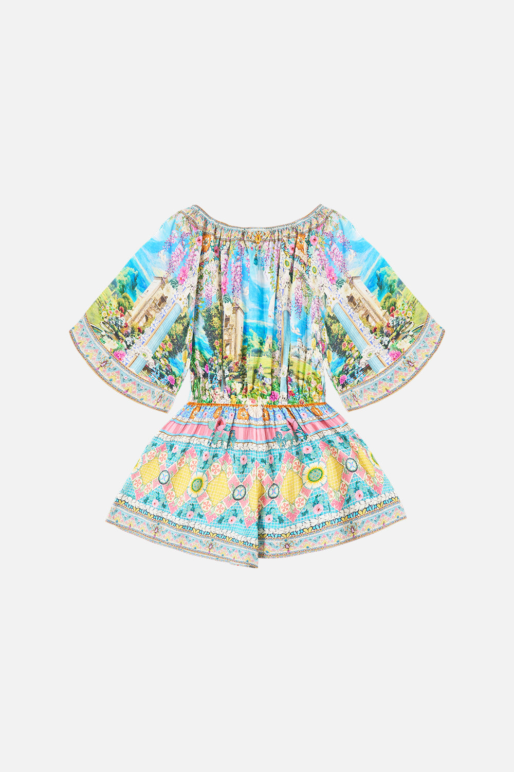 KIDS BOAT NECK PLAYSUIT WITH FLARE 3/4 SLEEVE NAVÀS NOUVEAU